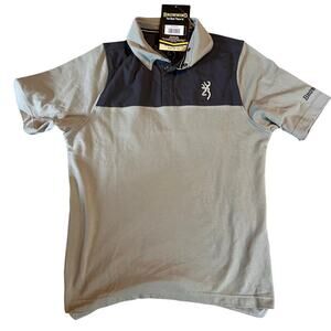 Browning Match Lock Polo Shirt. Dark Gray/Green. Men's Size Medium